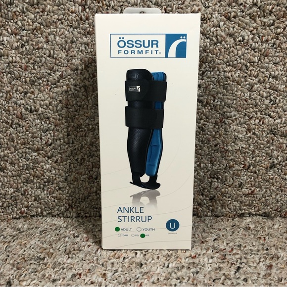 Ossur Formfit Inflatable Air Ankle Brace Stirrup Universal Adult Black White - Picture 10 of 15